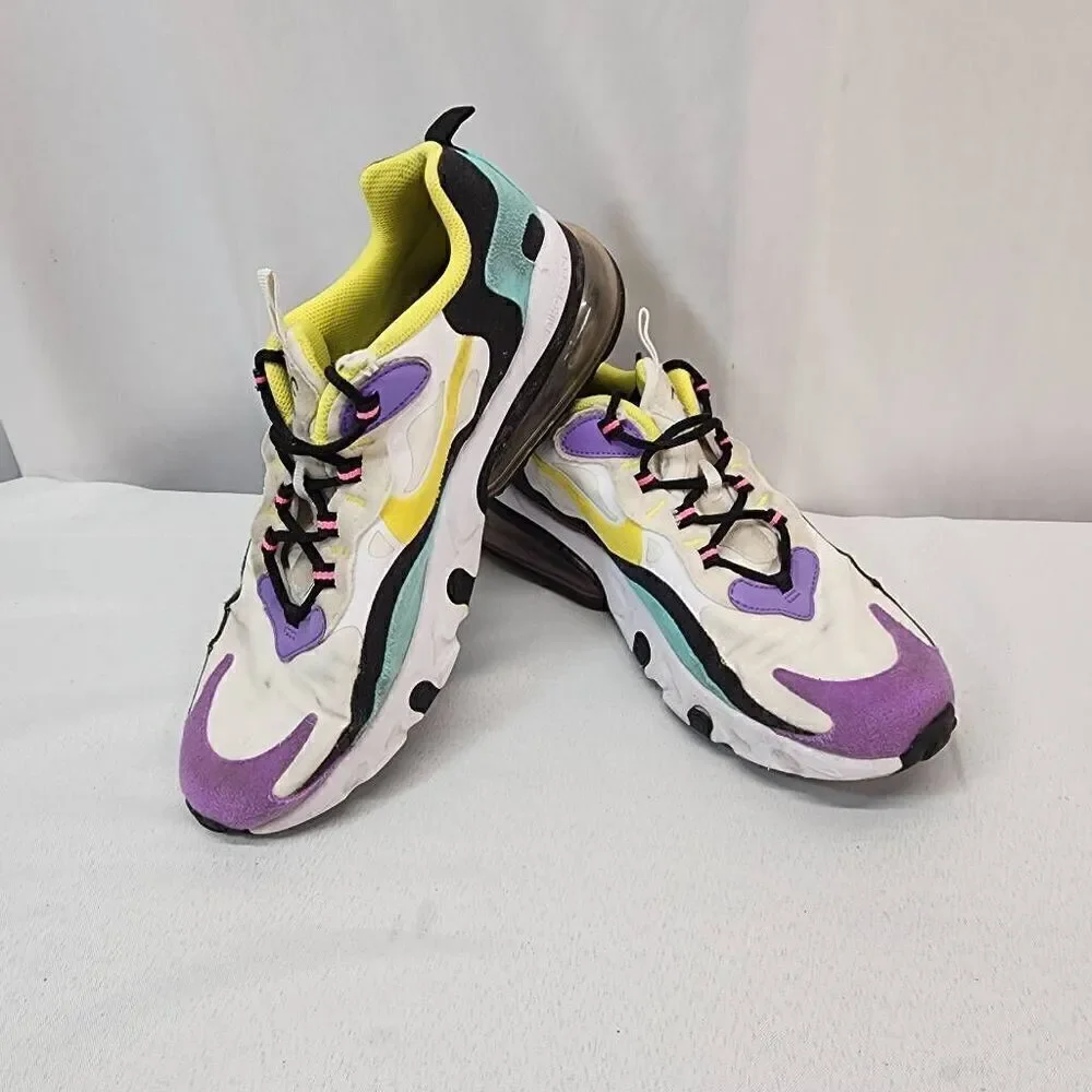 Nike Air Max 270 React Size 7y Girls Women's Size 8.5 Geometric Bright Violet At
